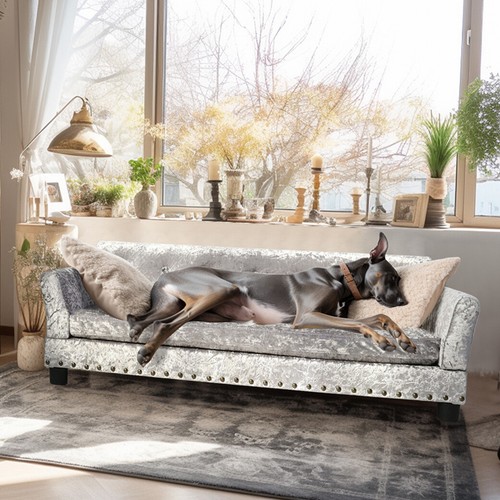 Deluxe velvet dog sofa - velvet, bed