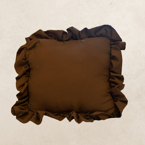 Handmade brown ruffled cushion - brown,