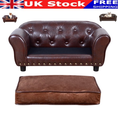 Faux leather dog lounger sofa - faux,