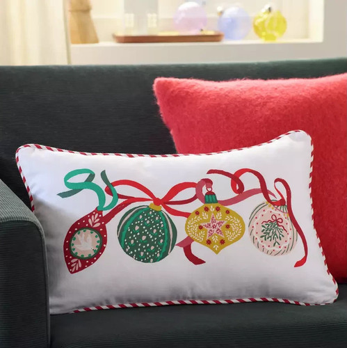 Bauble printed cushion - bauble, red